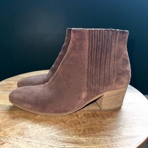 Vince Chestnut Suede Ankle Boots